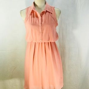 Peach Sleeveless Lace Back Dress